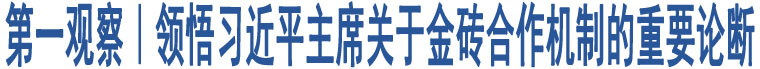 第一觀察｜領(lǐng)悟習(xí)近平主席關(guān)于金磚合作機制的重要論斷